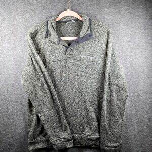 Eddie‎ Bauer Men M Marled White/Grey/Gray/Black Pullover Sweater 1/4 Snap Collar